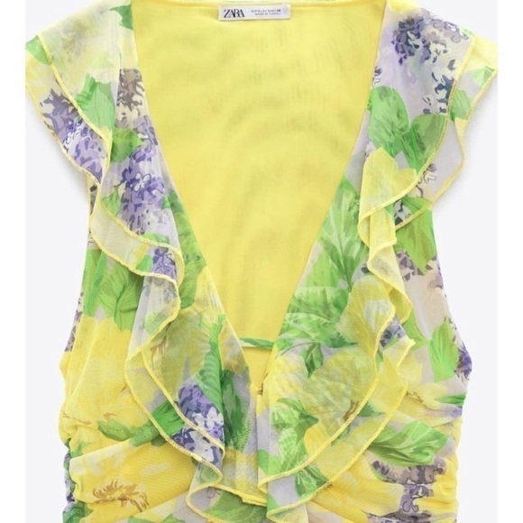 ZARA sleeveless tulle floral dress size M - Picture 6 of 16
